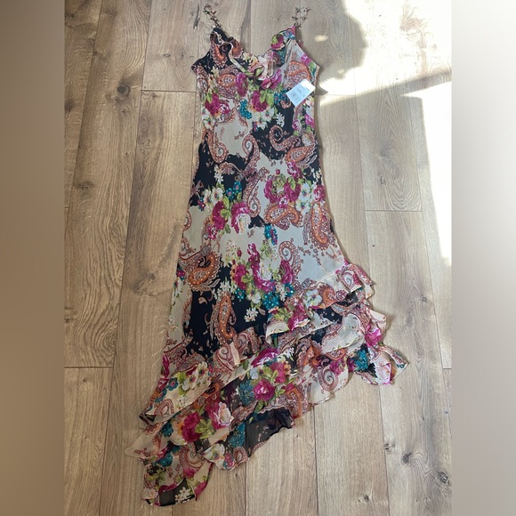 Y2K silk asymmetrical dress - Picture 4 of 9